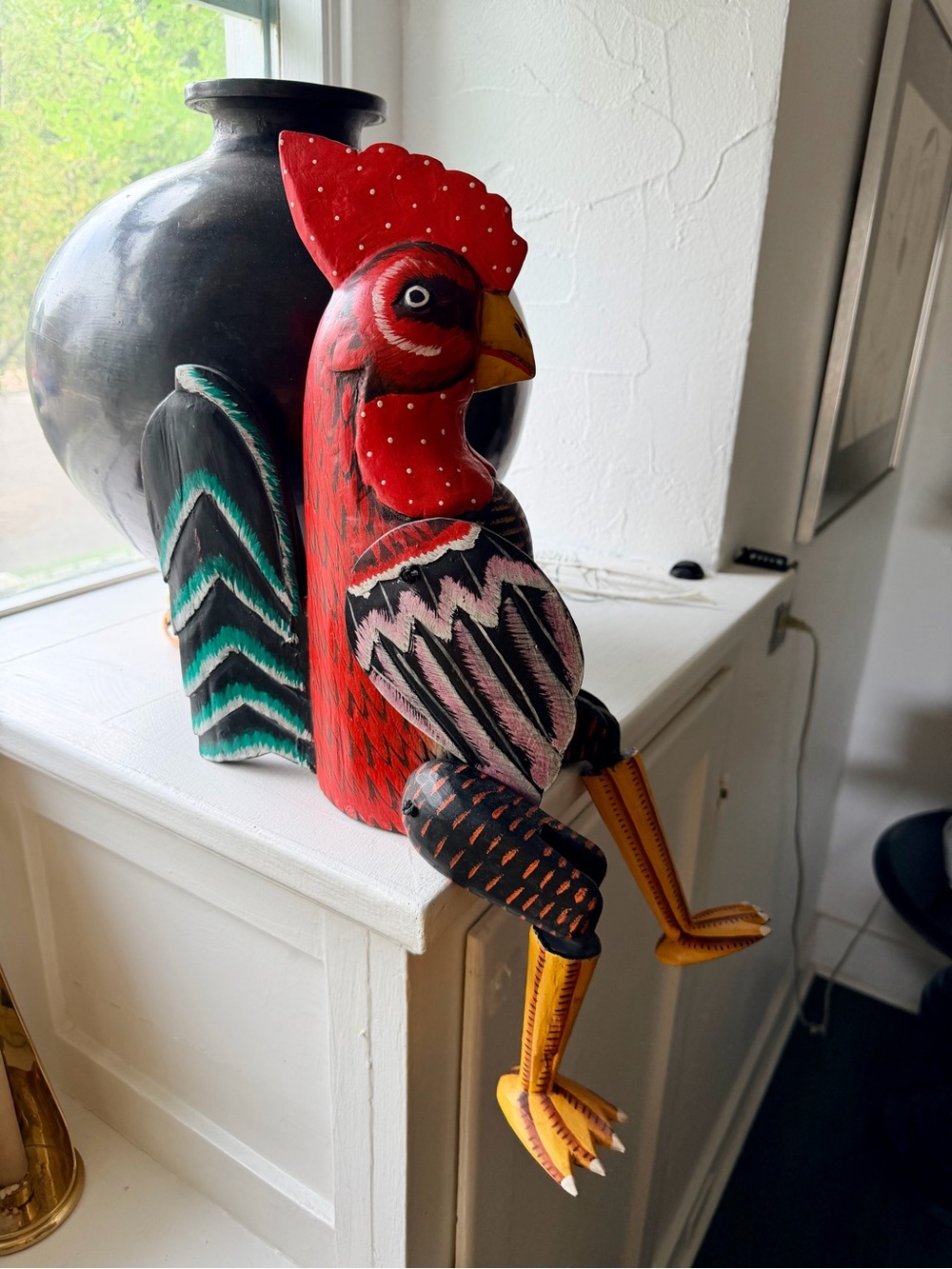 Hand Painted Wooden Rooster Shelf Sitter Folk Art Home Decor